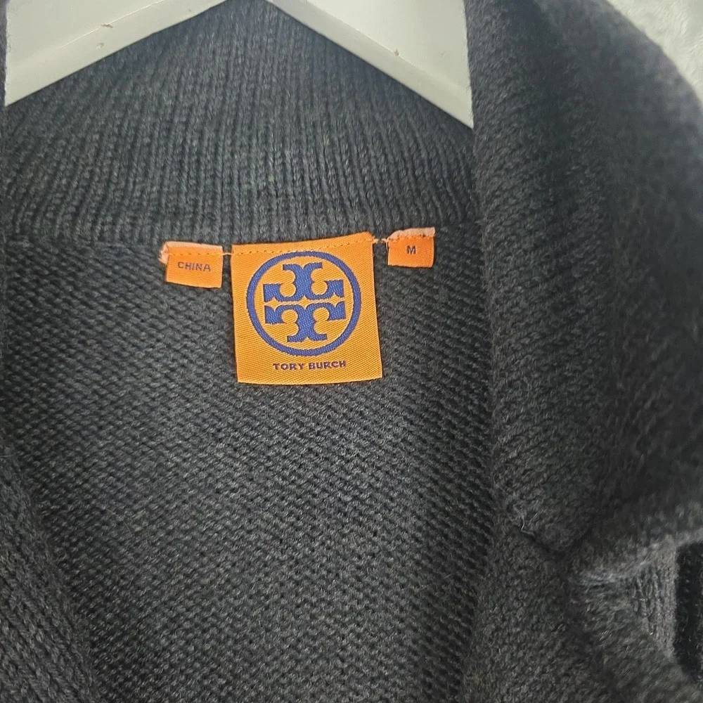 Tory‎ Burch Merino Wool Sleeveless Tunic Vest Sweater M Grey Belted Minimalist